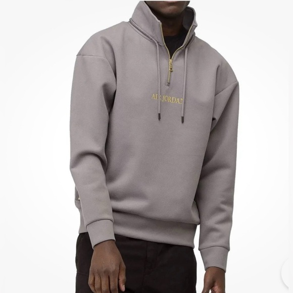 NEW Nike Air Jordan Remastered 1/4 Zip Grey Pullover Size Medium - Picture 4 of 14
